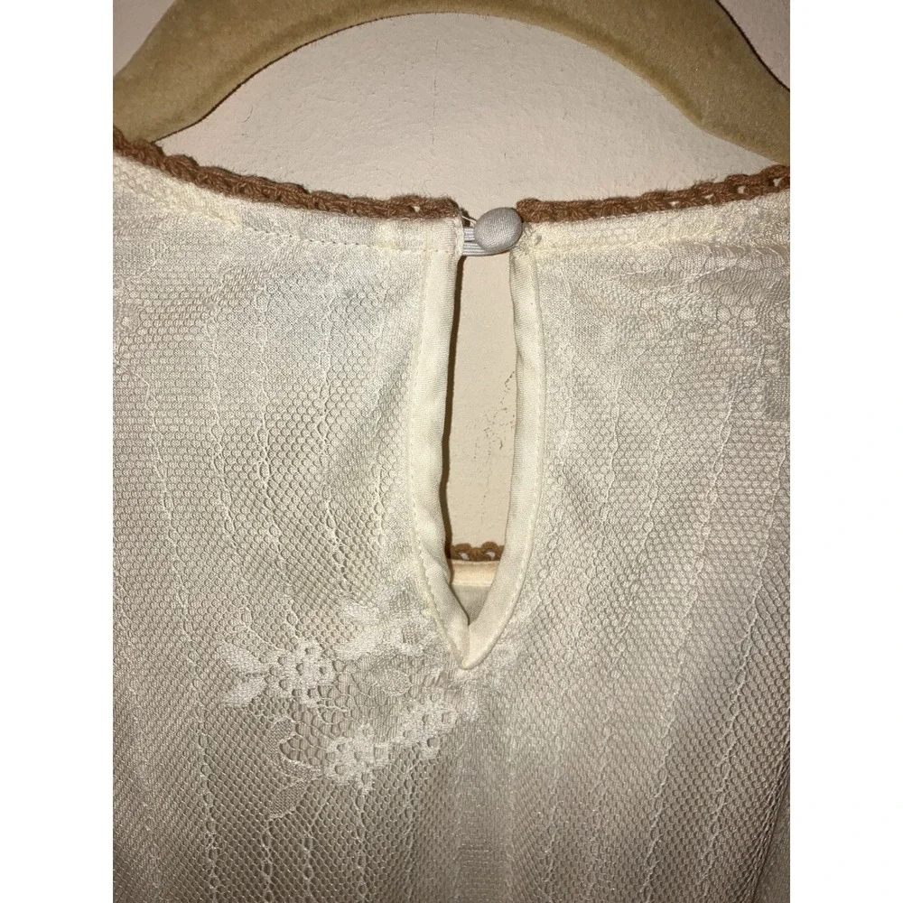 Anthropologie Bl^nk London Blouse Tali Embroidered Floral Lace Sz M Cream Boho